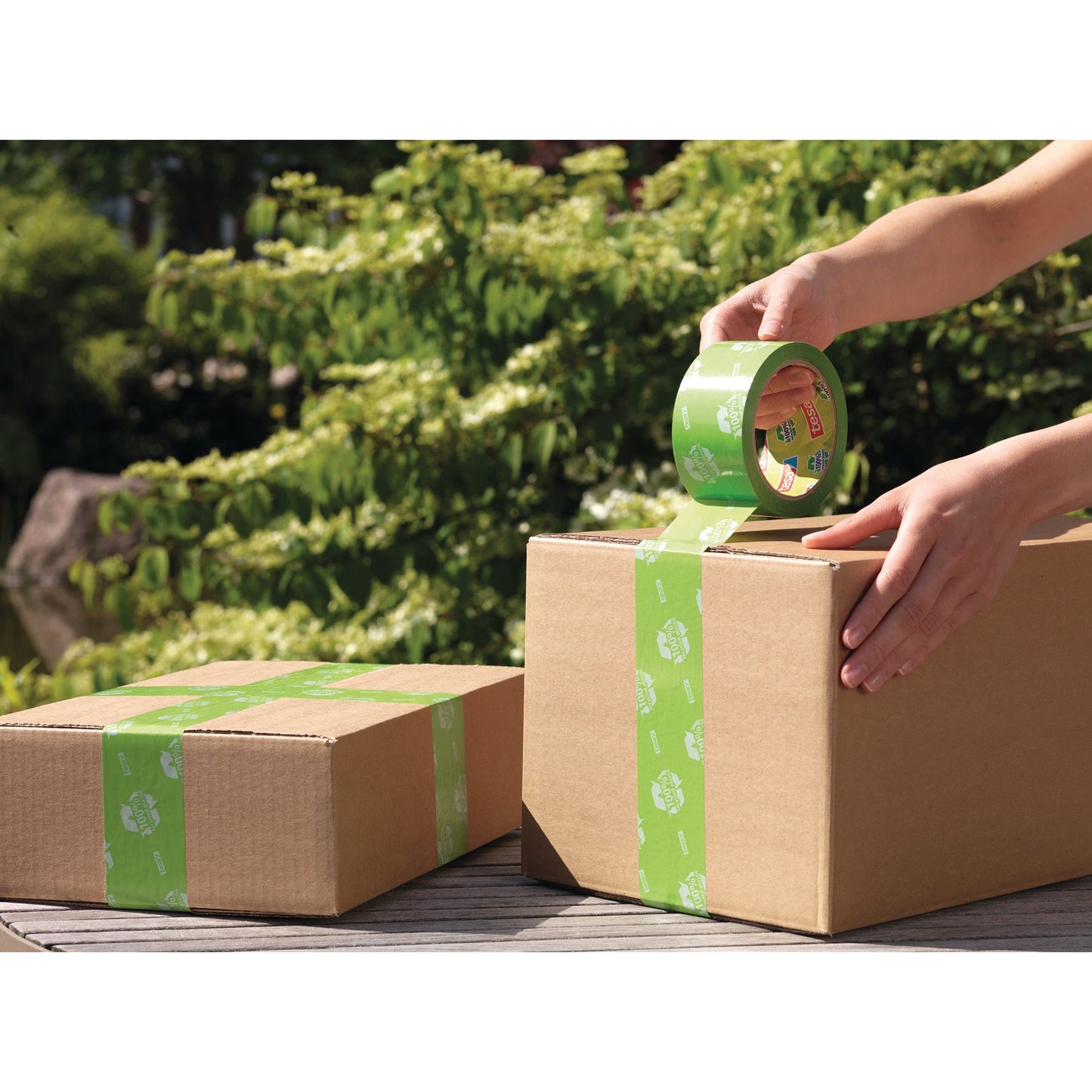 tesa® Packband tesapack® Eco & Strong 50 mm x 66 m (B x L) grün 100 % recycled plastic