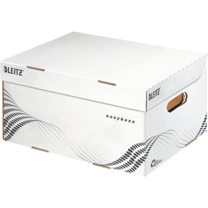 Leitz Archivbox easyboxx S 35,5 x 19,3 x 25,2 cm (B x H x T) DIN A4 mit Archivdruck Wellpappe, 100 % recycelt weiß