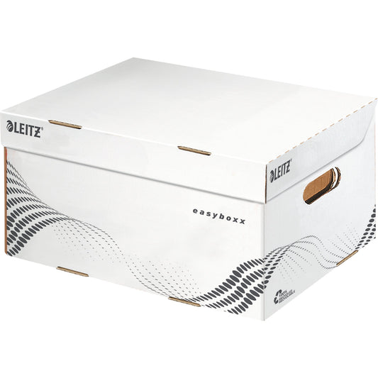 Leitz Archivbox easyboxx S 35,5 x 19,3 x 25,2 cm (B x H x T) DIN A4 mit Archivdruck Wellpappe, 100 % recycelt weiß