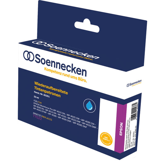 Soennecken Tintenpatrone kein Originalzubehör Kompatibel mit: Epson T7022XL 82201 ca. 2.535 Seiten cyan 22ml