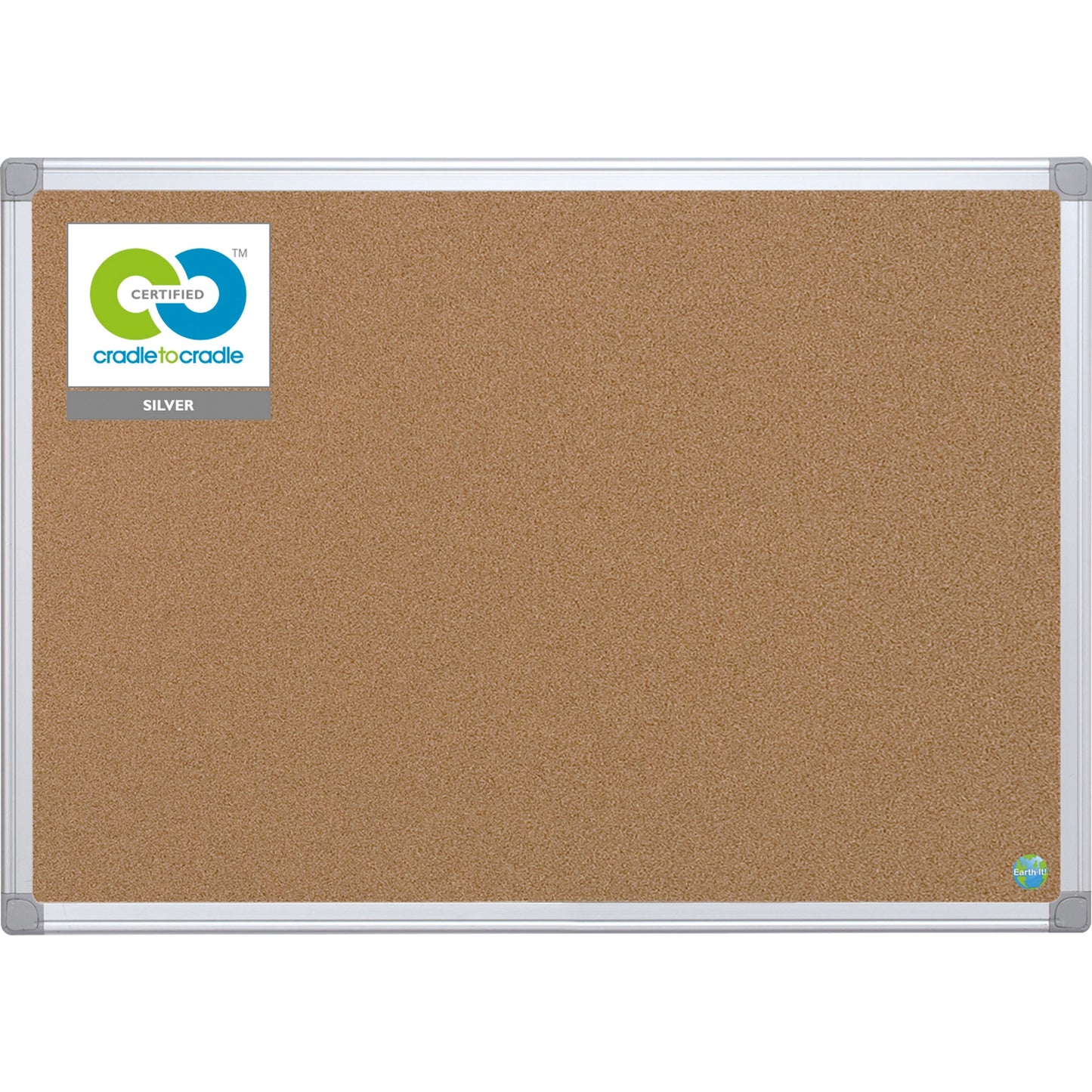 Bi-office Pinnwand Earth 60 x 45 cm (B x H) Maße der Oberfläche: 56 x 41 cm (B x H) Kork Material des Rahmens: Aluminium braun