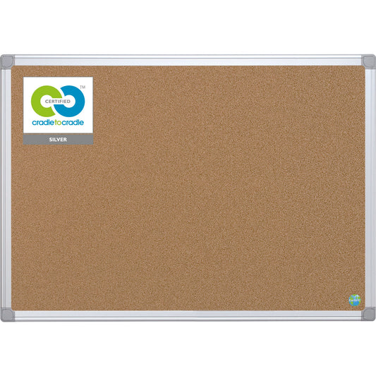 Bi-office Pinnwand Earth 60 x 45 cm (B x H) Maße der Oberfläche: 56 x 41 cm (B x H) Kork Material des Rahmens: Aluminium braun