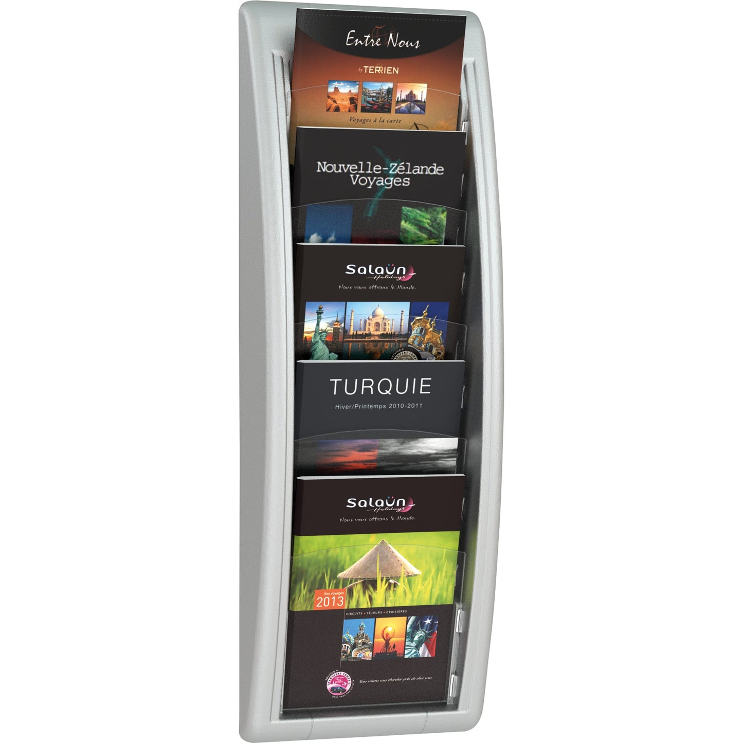 Paperflow Prospekthalter Quickfit 22,7 x 65 x 9,5 cm (B x H x T) DIN A5 Polystyrol alu 5 Fächer