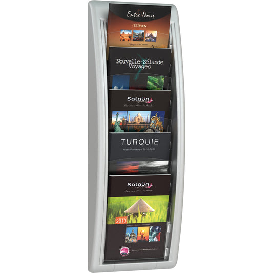 Paperflow Prospekthalter Quickfit 22,7 x 65 x 9,5 cm (B x H x T) DIN A5 Polystyrol alu 5 Fächer