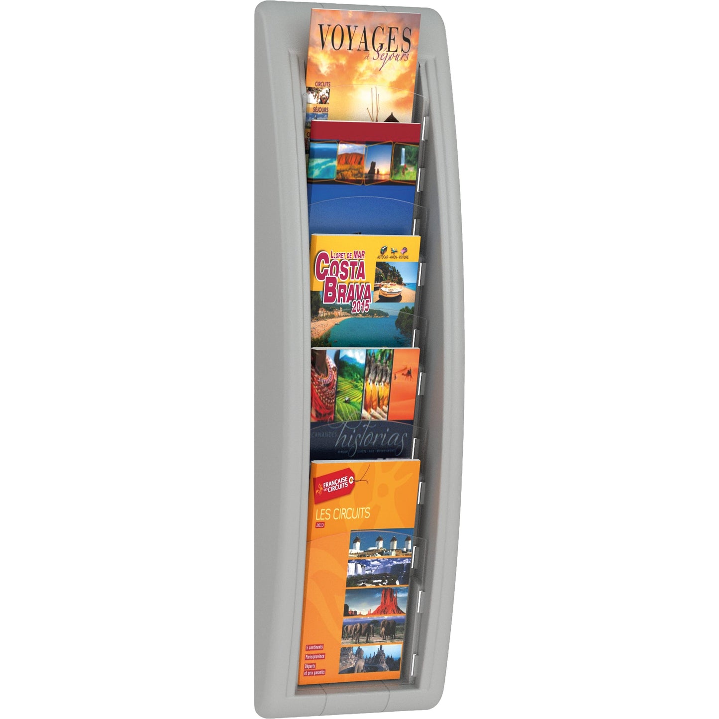 Paperflow Prospekthalter Quickfit 18 x 65 x 9,5 cm (B x H x T) 1/3 DIN A4 Polystyrol grau 5 Fächer