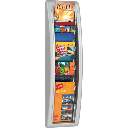 Paperflow Prospekthalter Quickfit 18 x 65 x 9,5 cm (B x H x T) 1/3 DIN A4 Polystyrol alu 5 Fächer