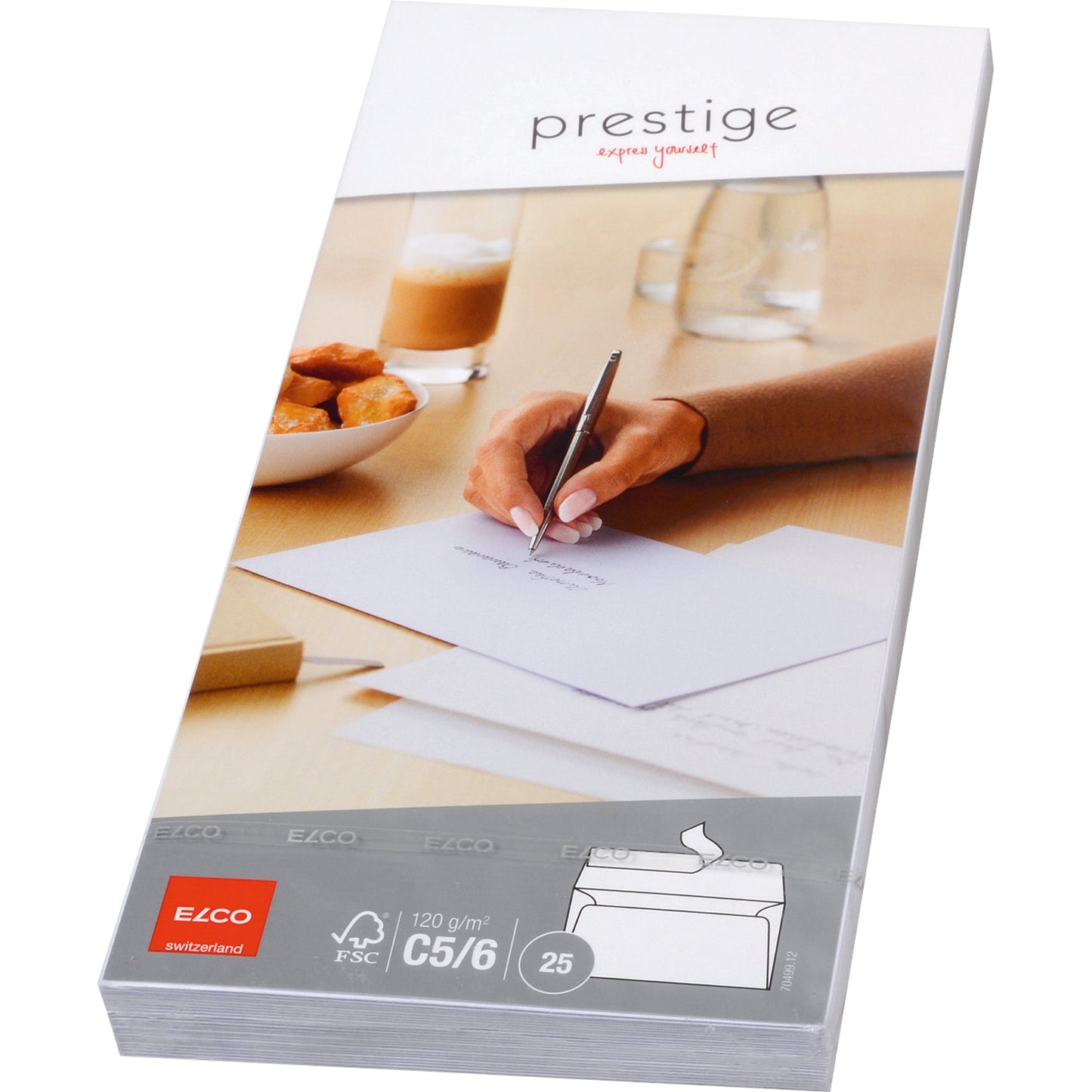 ELCO Briefumschlag Prestige DIN lang+ 229 x 114 mm (B x H) mit Haftklebung ohne Fenster 120g/m² hochweiß 25 St./Pack.