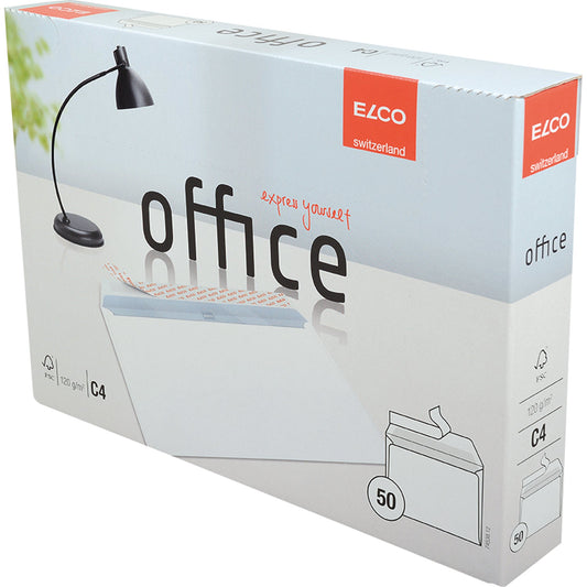 ELCO Versandtasche Office DIN C4 324 x 229 mm (B x H) mit Haftklebung ohne Fenster 120g/m² hochweiß 50 St./Pack.
