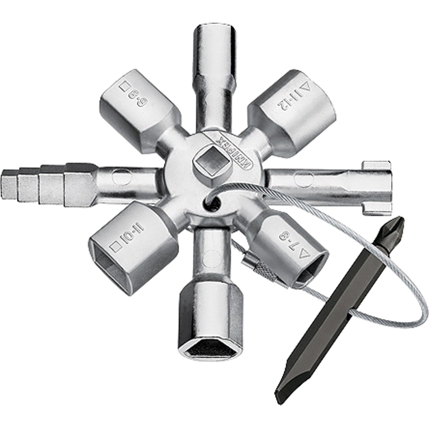 KNIPEX Hauptschlüssel TwinKey® Schränke, Absperrsysteme 92mm Zink-Druckguss silber