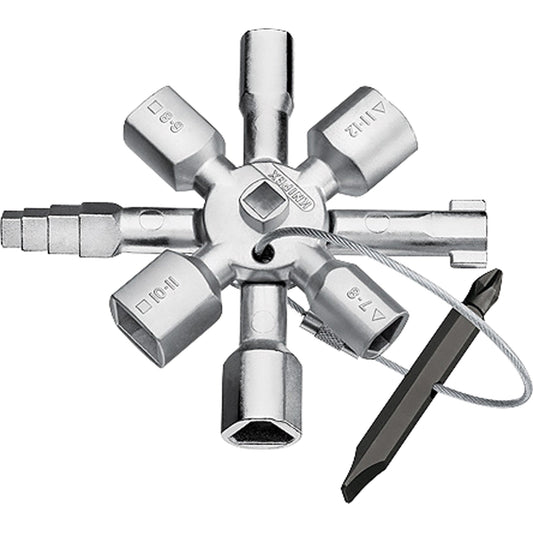 KNIPEX Hauptschlüssel TwinKey® Schränke, Absperrsysteme 92mm Zink-Druckguss silber