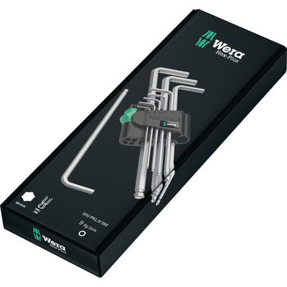 Wera Winkelschraubendreher-Satz Innen-Sechskant 9 Teile 1,5/2/2,5/3/4/5/6/8/10mm verchromt