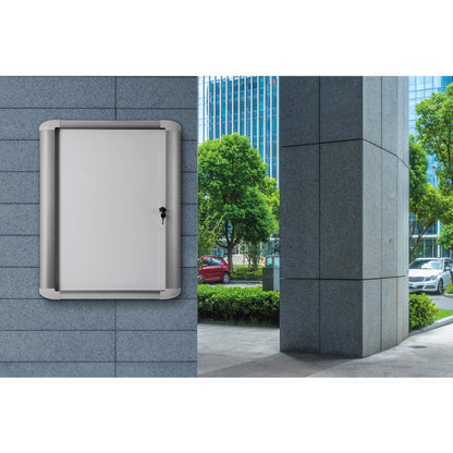 Bi-office Schaukasten Außenbereich 81,6 x 68,8 x 5,7 cm (B x H x T) 6 x DIN A4 mit Schloss Aluminium silber