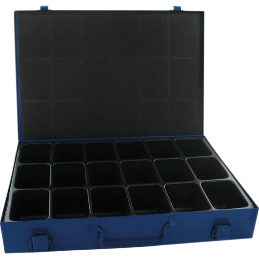 Sortimentskasten 340 x 50 x 240 mm (B x H x T) 18 Fächer Stahlblech blau