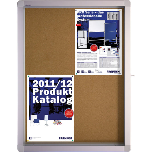 FRANKEN Schaukasten ECO Außenbereich 53 x 70,4 x 4,5 cm (B x H x T) 4 x DIN A4 mit Schloss Aluminium silber