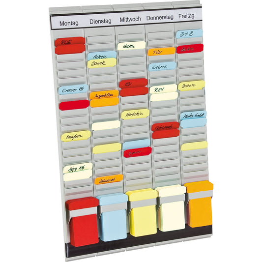 FRANKEN T-Kartentafel OfficePlaner 31,5 x 49 cm (B x H) 20 Planungsfelder Metall hellgrau