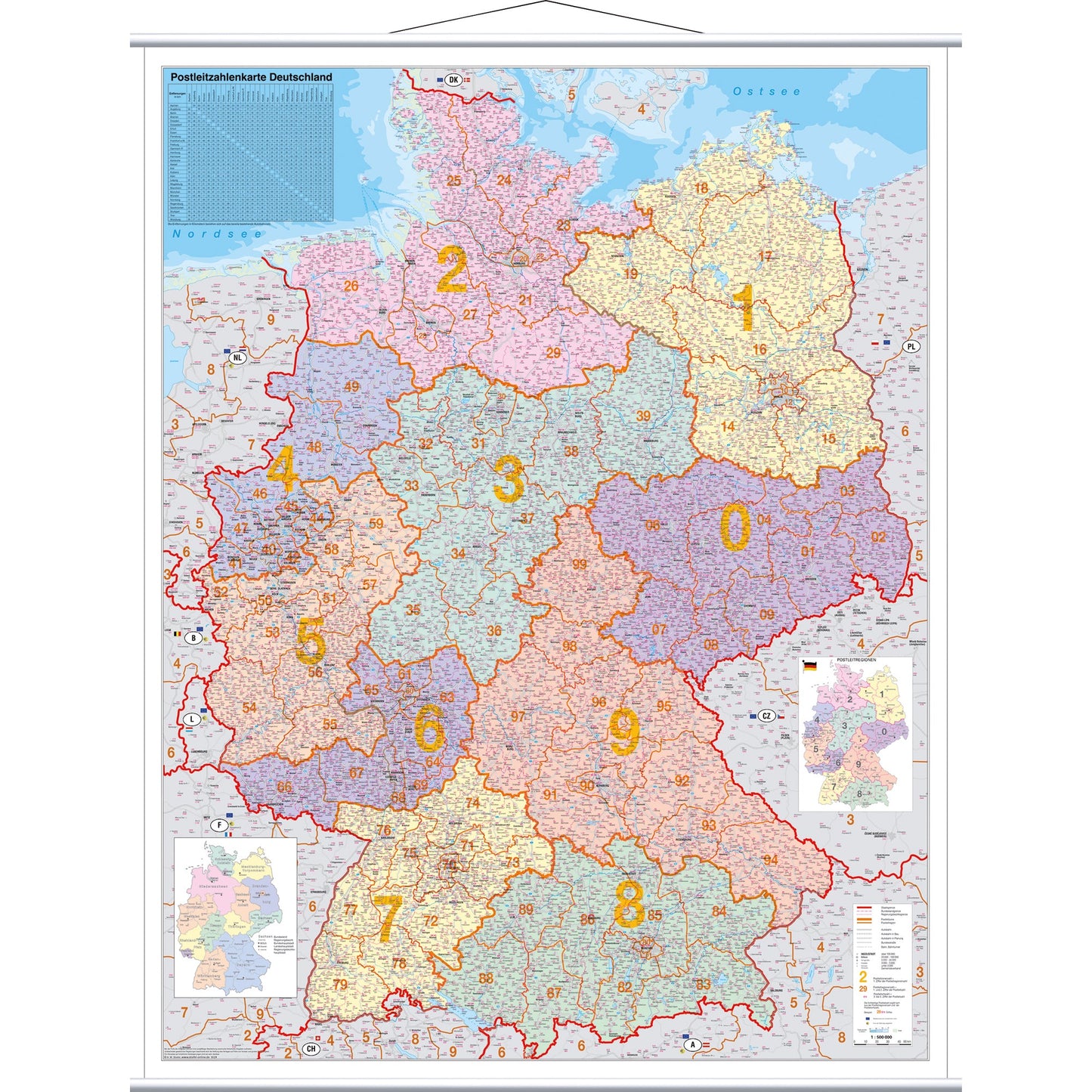 FRANKEN Postleitzahlentafel 97 x 137 cm (B x H) Deutschland 1:760000