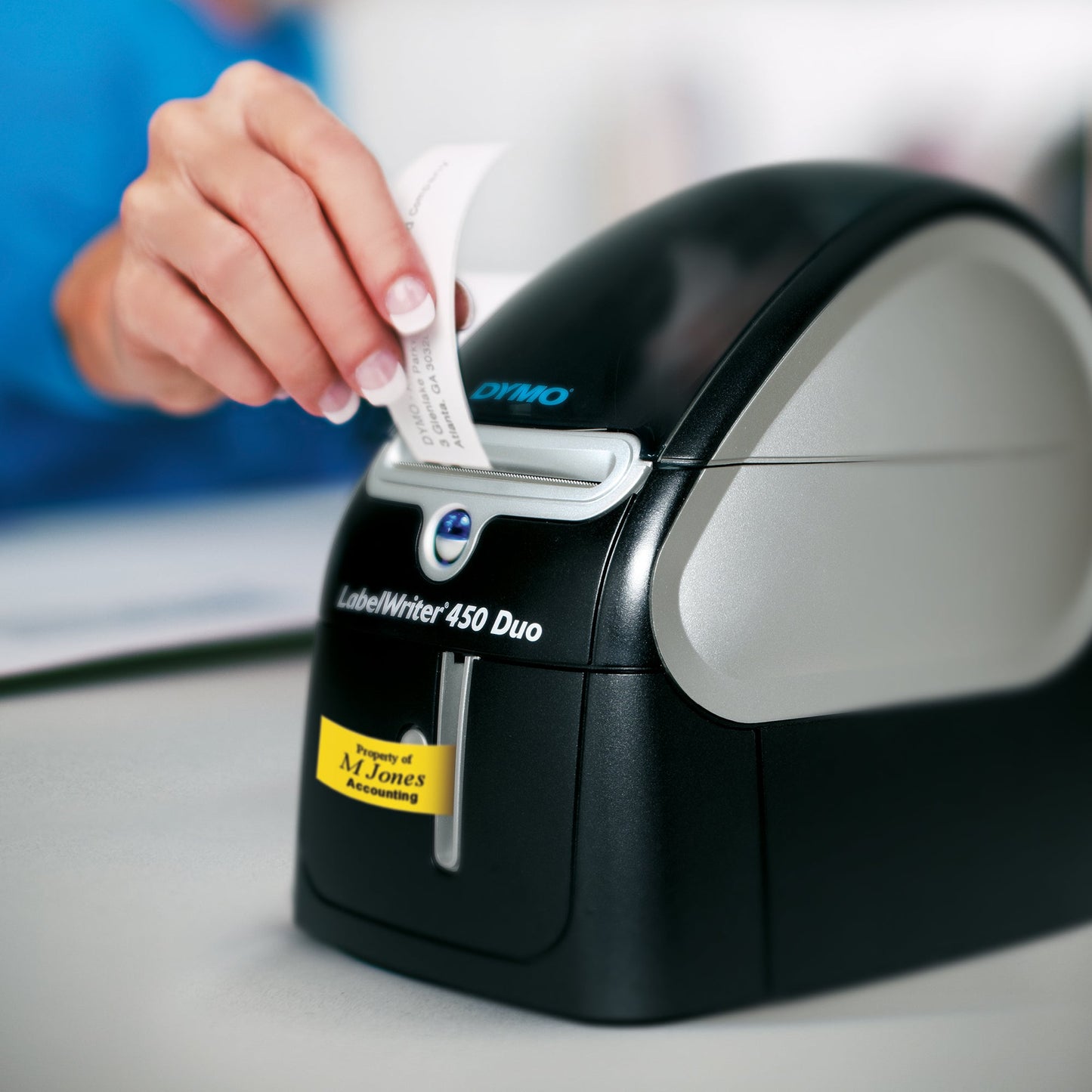 DYMO® Etikettendrucker LabelWriterT 450 Duo 71 Etik./Min. USB 2.0 inkl. 20 Starter Etiketten (89 x 36 mm), D1-Schriftband (24 mm x 3 m, schwarz auf weiß), Adapter, Netzkabel, USB-Kabel, Kurzanleitung