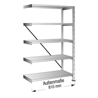 SCHOLZ Anbauregal M80 800 x 1.920 x 200 mm (B x H x T) 5 Fachböden 100kg Stahl