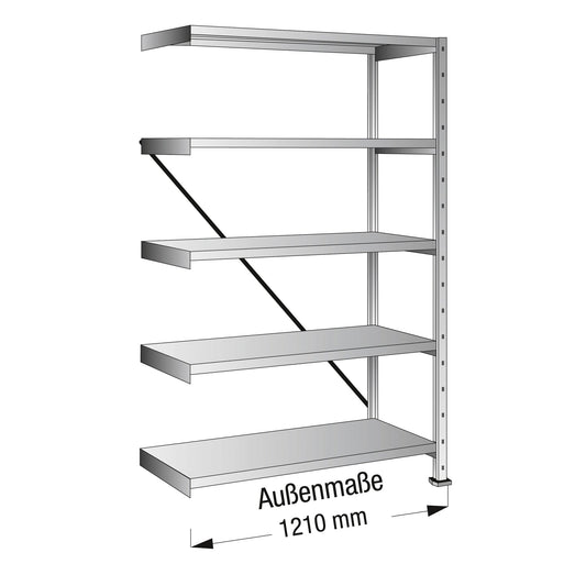 SCHOLZ Anbauregal M80 1.200 x 1.920 x 900 mm (B x H x T) 5 Fachböden 270kg Stahl