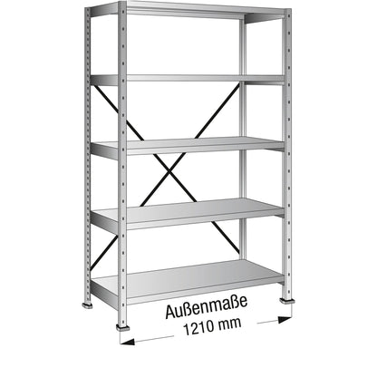 SCHOLZ Grundregal M80 1.200 x 1.920 x 600 mm (B x H x T) 5 Fachböden 180kg inkl. Kreuzdiagonale Stahl