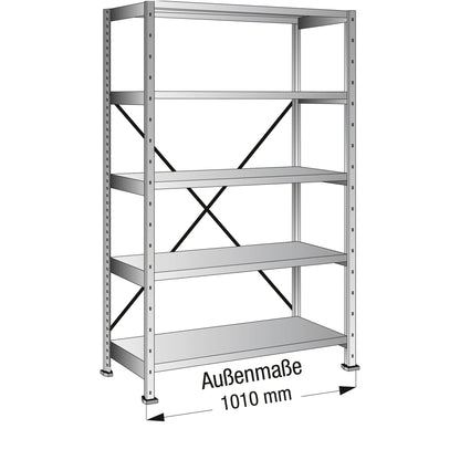 SCHOLZ Grundregal M80 1.000 x 1.920 x 300 mm (B x H x T) 5 Fachböden 80kg inkl. Kreuzdiagonale Stahl