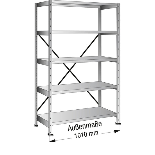 SCHOLZ Grundregal M80 1.000 x 1.920 x 300 mm (B x H x T) 5 Fachböden 80kg inkl. Kreuzdiagonale Stahl
