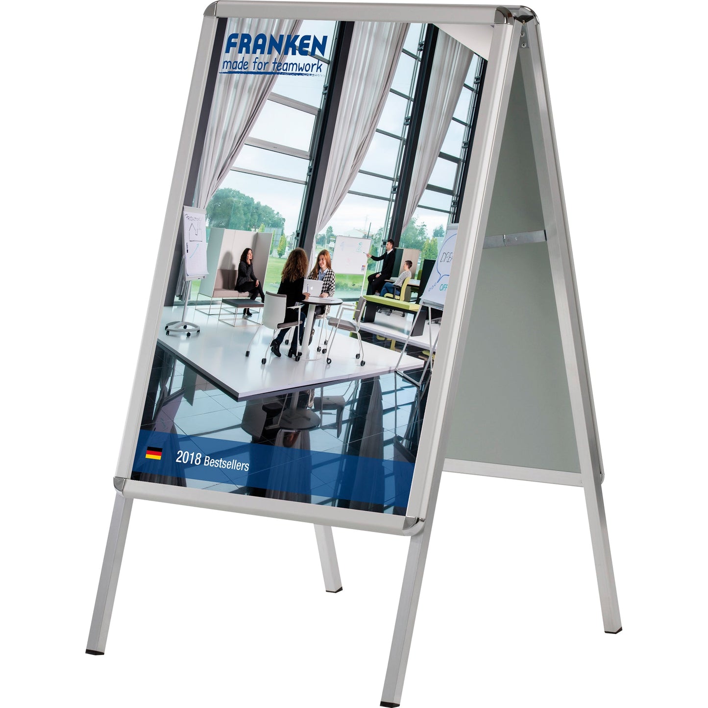 FRANKEN Kundenstopper Standard 64 x 115 x 79 cm (B x H x T) DIN A1 Aluminium silber