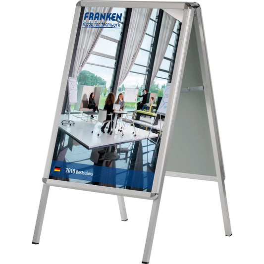 FRANKEN Kundenstopper Standard 64 x 115 x 79 cm (B x H x T) DIN A1 Aluminium silber