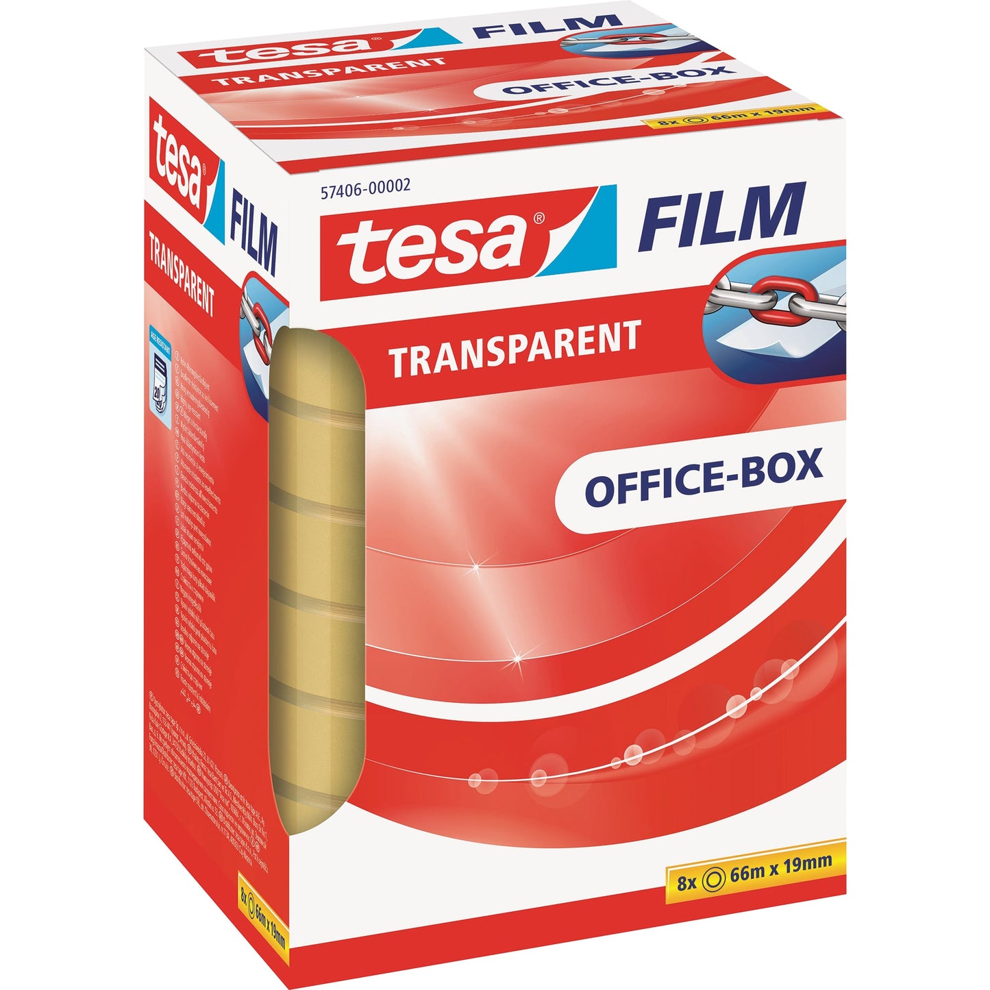 tesa® Klebefilm tesafilm® transparent Office-Box 19 mm x 66 m (B x L) einseitig klebend ohne Lösungsmittel Polypropylen transparent 8 St./Pack.