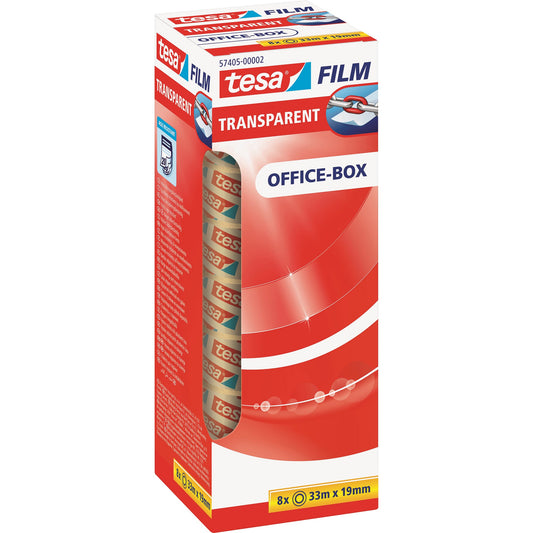 tesa® Klebefilm tesafilm® transparent Office-Box 19 mm x 33 m (B x L) einseitig klebend ohne Lösungsmittel Polypropylen transparent 8 St./Pack.