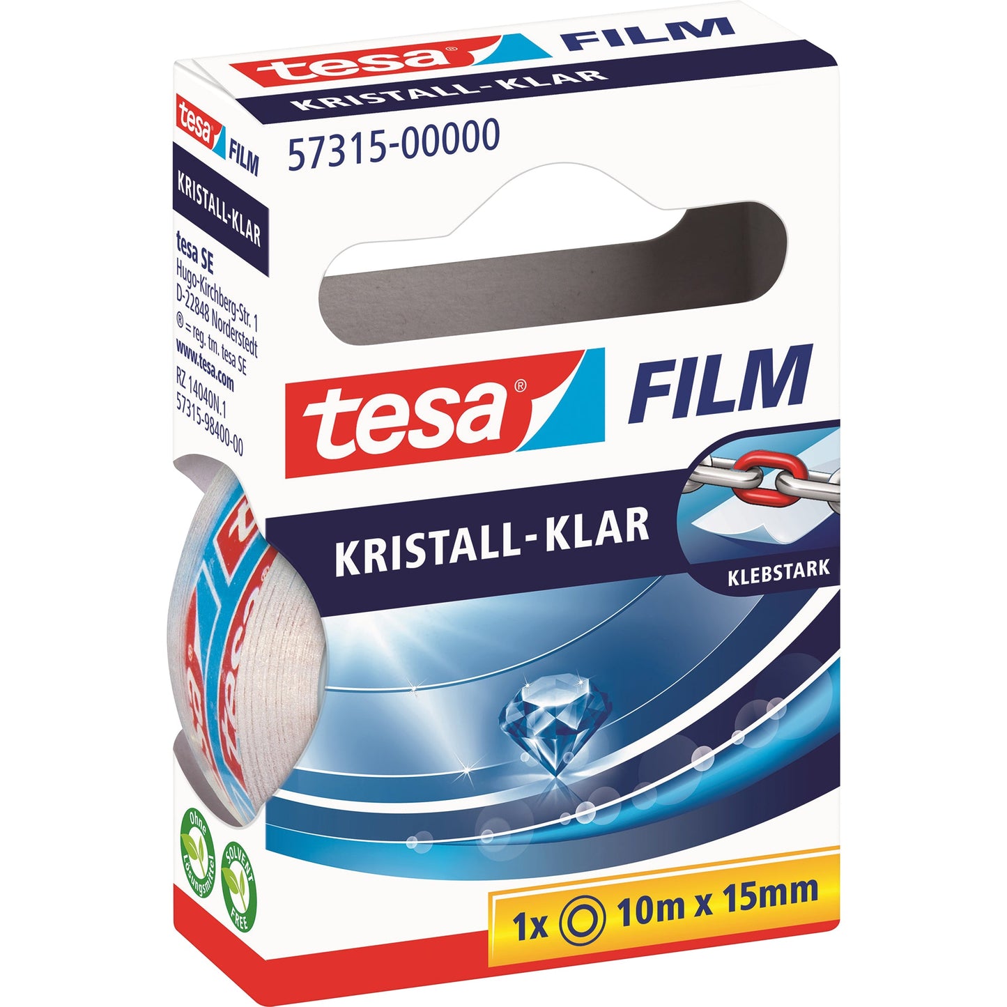 tesa® Klebefilm tesafilm® kristall-klar 15 mm x 10 m (B x L) einseitig klebend ohne Lösungsmittel Polypropylen durchsichtig