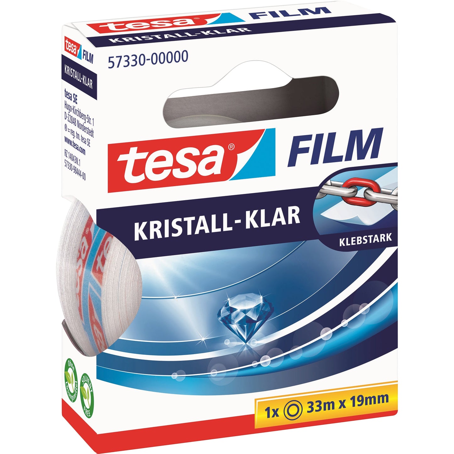 tesa® Klebefilm tesafilm® kristall-klar 19 mm x 33 m (B x L) einseitig klebend ohne Lösungsmittel Polypropylen durchsichtig