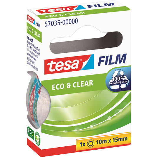 tesa® Klebefilm tesafilm® Eco & Clear 15 mm x 10 m (B x L) einseitig klebend ohne Lösungsmittel Polypropylen, 100 % recycelt transparent
