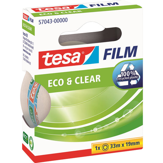 tesa® Klebefilm tesafilm® Eco & Clear 19 mm x 33 m (B x L) einseitig klebend ohne Lösungsmittel Polypropylen, 100 % recycelt transparent