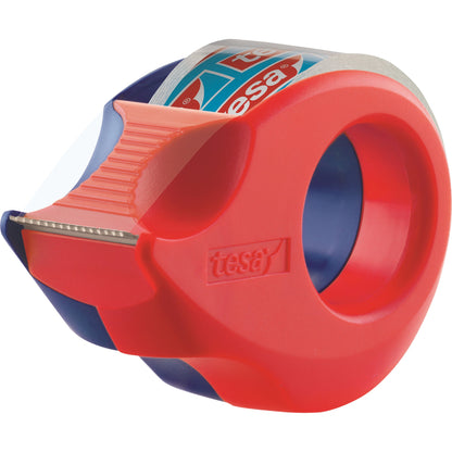 tesa® Handabroller Mini nachfüllbar inkl. 1 Rolle tesafilm® kristall-klar, 19 mm x 10 m (B x L) ohne Lösungsmittel rot/blau