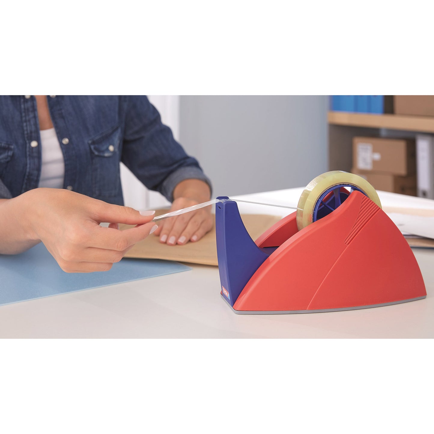 tesa® Tischabroller Easy Cut® Professional 25 mm x 66 m (B x L) rot/blau