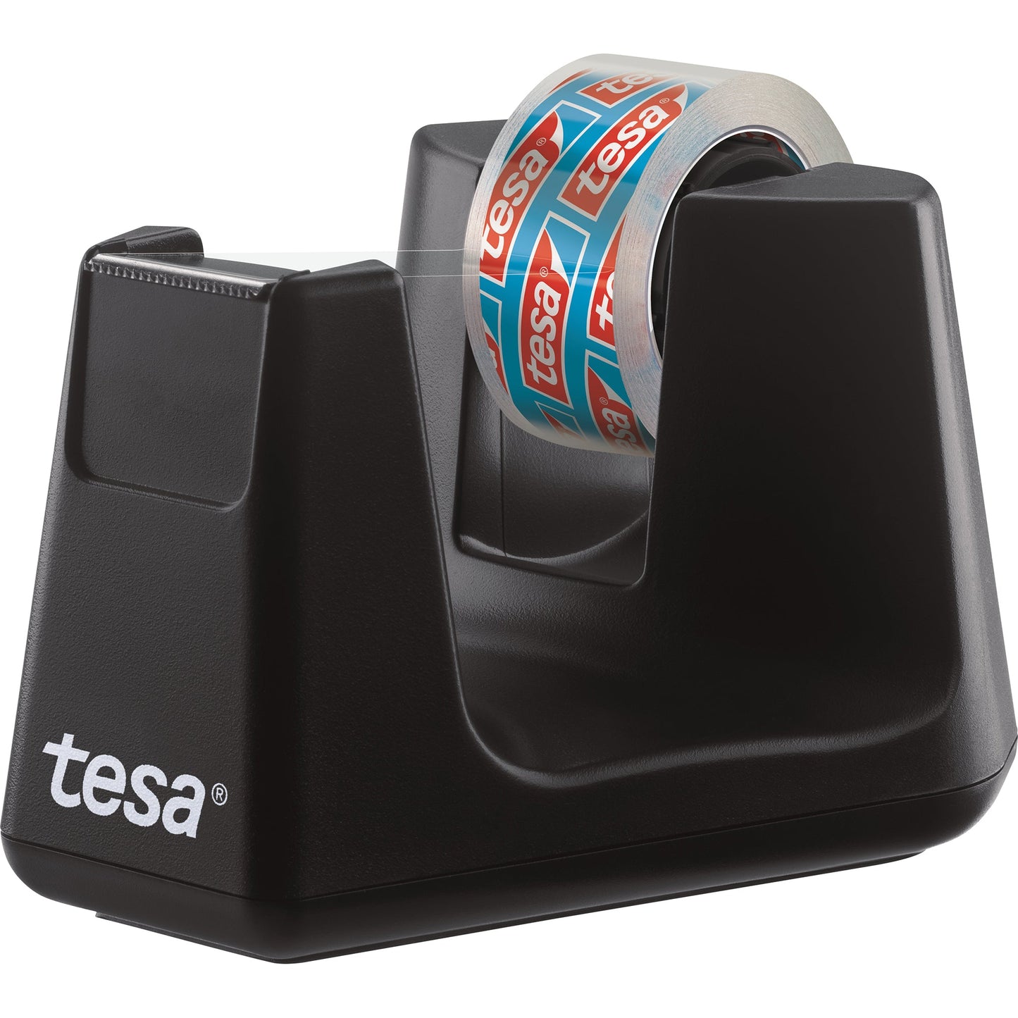 tesa® Tischabroller Easy Cut Smart 19 mm x 33 m (B x L) inkl. 1 Rolle tesafilm® kristall-klar, 15 mm x 10 m (B x L) ohne Lösungsmittel schwarz