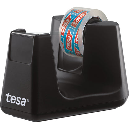 tesa® Tischabroller Easy Cut Smart 19 mm x 33 m (B x L) inkl. 1 Rolle tesafilm® kristall-klar, 15 mm x 10 m (B x L) ohne Lösungsmittel schwarz