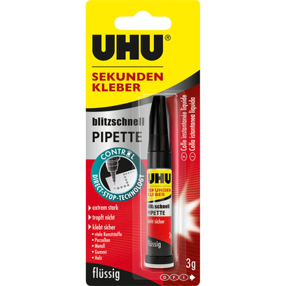 UHU® Sekundenkleber blitzschnell PIPETTE Control universell Dosierspitze 3g