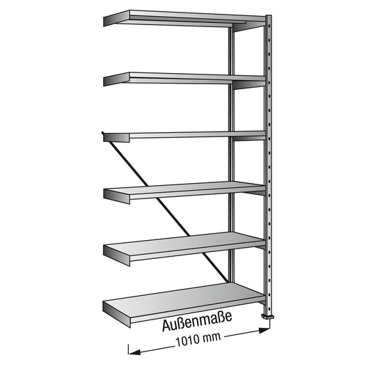 SCHOLZ Anbauregal M100 1.000 x 2.280 x 300 mm (B x H x T) 6 Fachböden 100kg Stahl