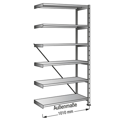 SCHOLZ Anbauregal M100 1.000 x 2.280 x 600 mm (B x H x T) 6 Fachböden 200kg Stahl