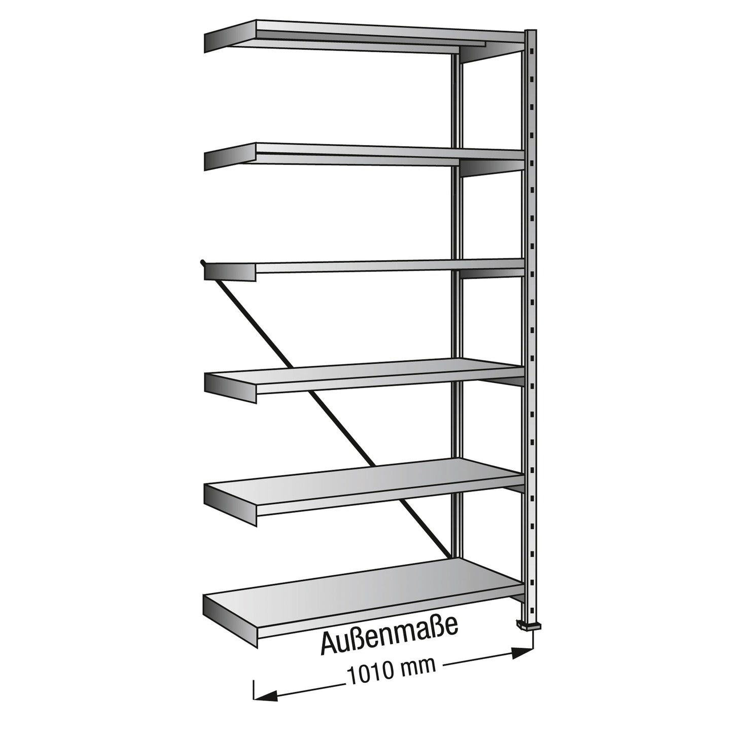 SCHOLZ Anbauregal M100 1.000 x 2.280 x 500 mm (B x H x T) 6 Fachböden 170kg Stahl