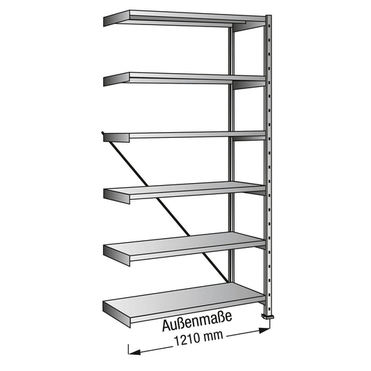 SCHOLZ Anbauregal M100 1.200 x 2.280 x 400 mm (B x H x T) 6 Fachböden 120kg Stahl