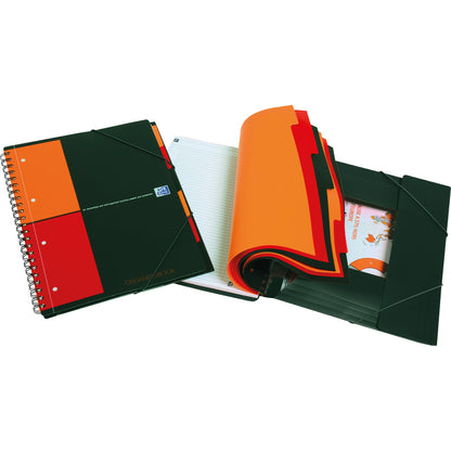 Oxford Collegeblock International Organiserbook DIN A4+ kariert 80g/m² Polypropylen grau/orange/rot 80 Bl.