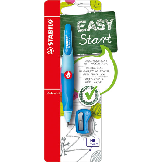 STABILO® Druckbleistift EASYergo 3.15 3,15mm HB inkl. Spitzer hellblau/dunkelblau