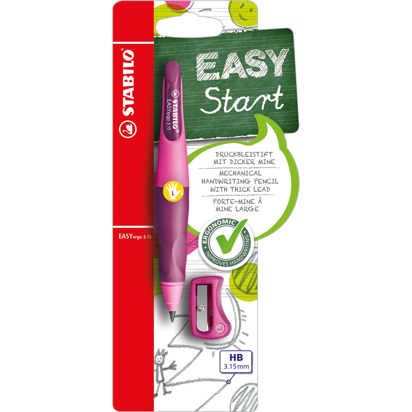STABILO® Druckbleistift EASYergo 3.15 3,15mm HB inkl. Spitzer pink/lila