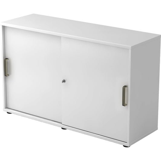 Hammerbacher Schiebetürenschrank 1.200 x 748 x 400 mm (B x H x T) Spanplatte, melaminharzbeschichtet Farbe der Front: weiß Farbe des Korpus: weiß