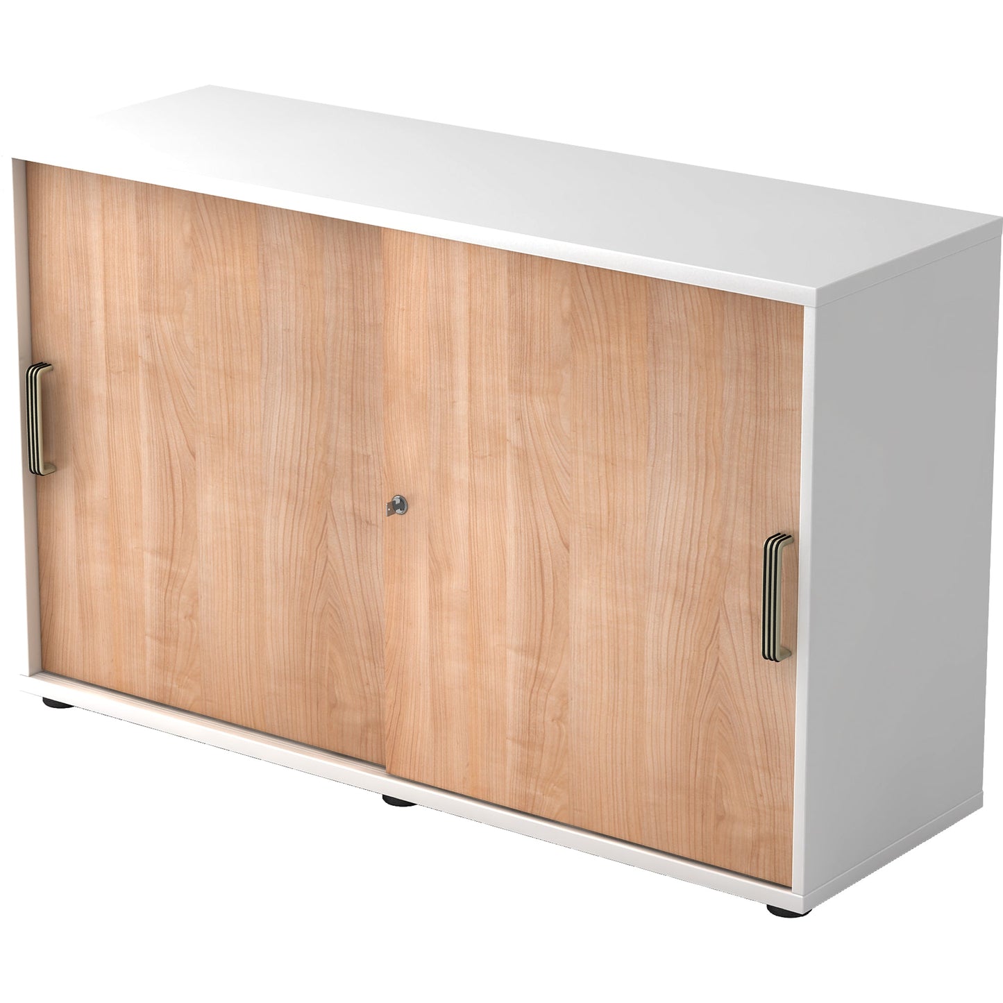 Hammerbacher Schiebetürenschrank 1.200 x 748 x 400 mm (B x H x T) Spanplatte, melaminharzbeschichtet Farbe der Front: nussbaum Farbe des Korpus: weiß