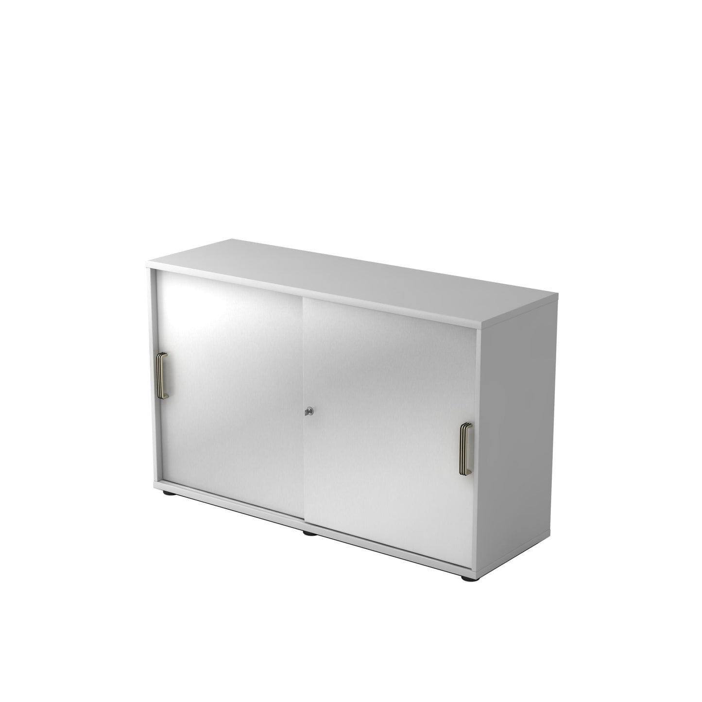 Hammerbacher Schiebetürenschrank 1.200 x 748 x 400 mm (B x H x T) Spanplatte, melaminharzbeschichtet Farbe der Front: silber Farbe des Korpus: grau