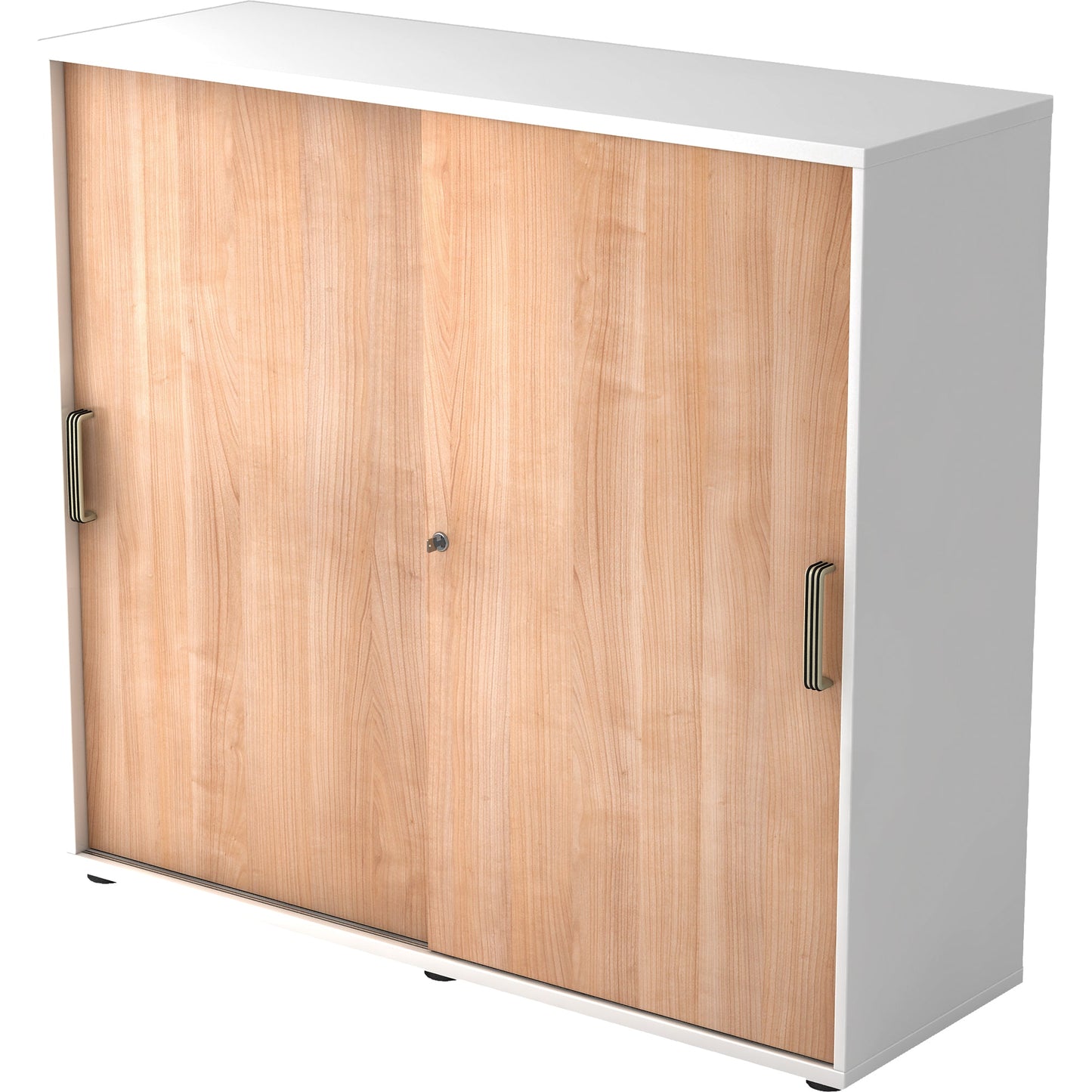 Hammerbacher Schiebetürenschrank 1.200 x 1.100 x 400 mm (B x H x T) Spanplatte, melaminharzbeschichtet Farbe der Front: nussbaum Farbe des Korpus: weiß